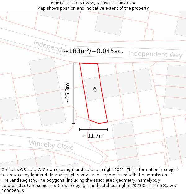 6, INDEPENDENT WAY, NORWICH, NR7 0UX: Plot and title map