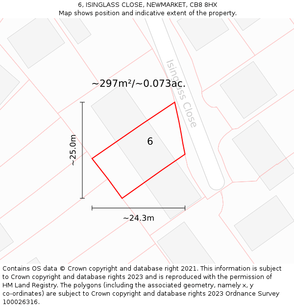 6, ISINGLASS CLOSE, NEWMARKET, CB8 8HX: Plot and title map