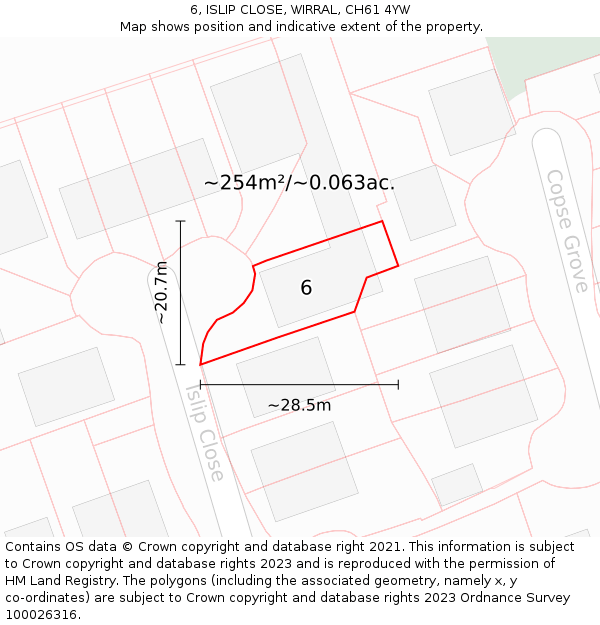 6, ISLIP CLOSE, WIRRAL, CH61 4YW: Plot and title map