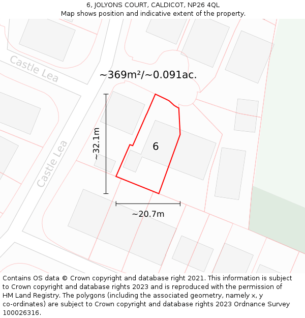 6, JOLYONS COURT, CALDICOT, NP26 4QL: Plot and title map