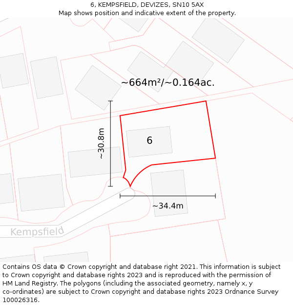 6, KEMPSFIELD, DEVIZES, SN10 5AX: Plot and title map