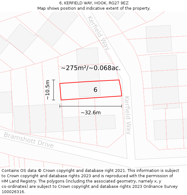 6, KERFIELD WAY, HOOK, RG27 9EZ: Plot and title map