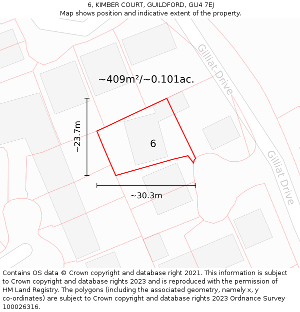 6, KIMBER COURT, GUILDFORD, GU4 7EJ: Plot and title map