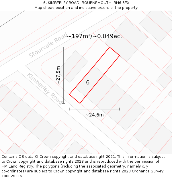 6, KIMBERLEY ROAD, BOURNEMOUTH, BH6 5EX: Plot and title map