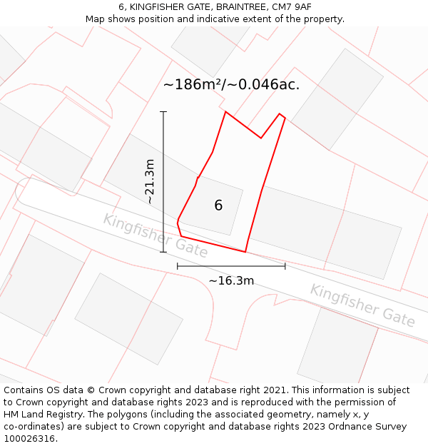 6, KINGFISHER GATE, BRAINTREE, CM7 9AF: Plot and title map