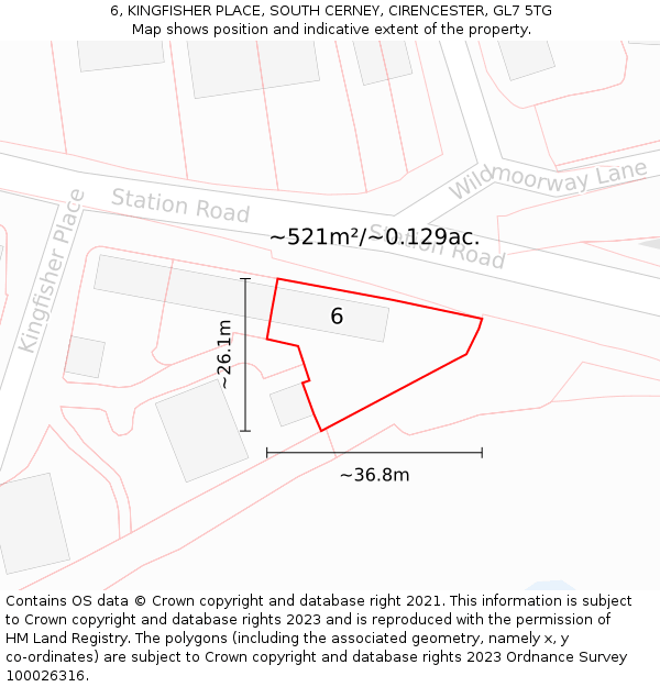 6, KINGFISHER PLACE, SOUTH CERNEY, CIRENCESTER, GL7 5TG: Plot and title map