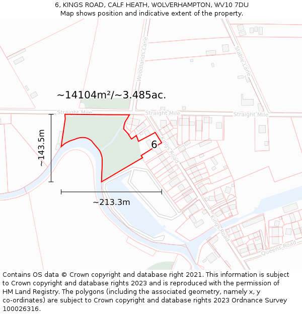 6, KINGS ROAD, CALF HEATH, WOLVERHAMPTON, WV10 7DU: Plot and title map