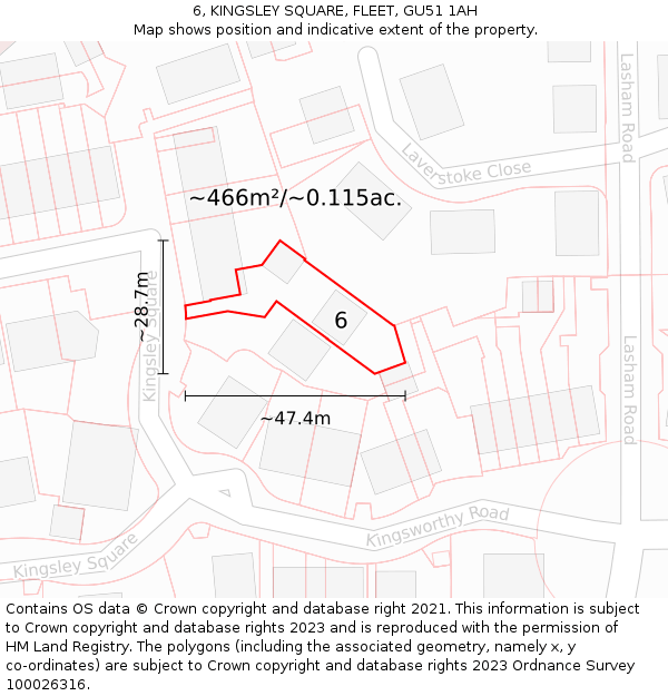 6, KINGSLEY SQUARE, FLEET, GU51 1AH: Plot and title map