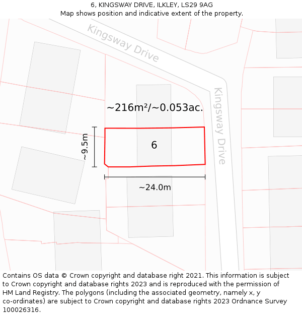 6, KINGSWAY DRIVE, ILKLEY, LS29 9AG: Plot and title map