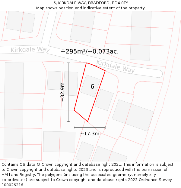 6, KIRKDALE WAY, BRADFORD, BD4 0TY: Plot and title map