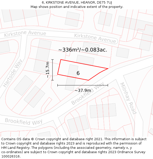 6, KIRKSTONE AVENUE, HEANOR, DE75 7UJ: Plot and title map