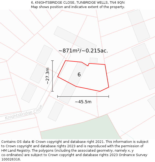 6, KNIGHTSBRIDGE CLOSE, TUNBRIDGE WELLS, TN4 9QN: Plot and title map