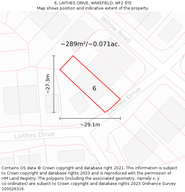 6, LAITHES DRIVE, WAKEFIELD, WF2 9TE: Plot and title map