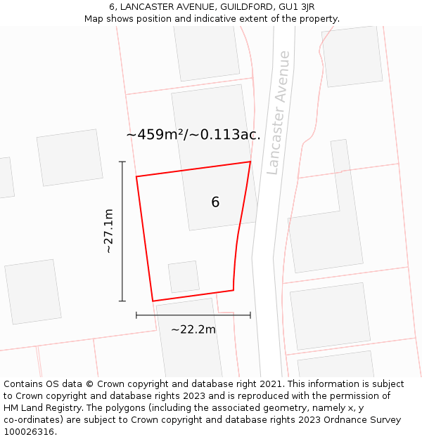 6, LANCASTER AVENUE, GUILDFORD, GU1 3JR: Plot and title map