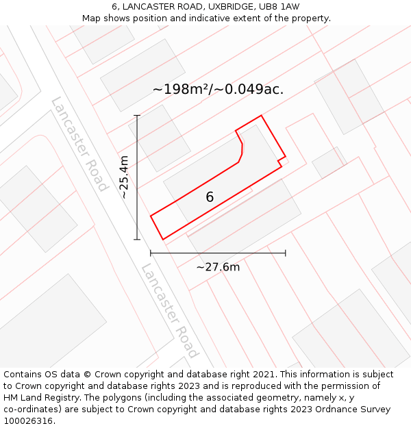 6, LANCASTER ROAD, UXBRIDGE, UB8 1AW: Plot and title map