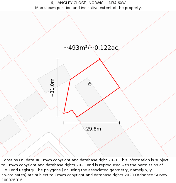 6, LANGLEY CLOSE, NORWICH, NR4 6XW: Plot and title map