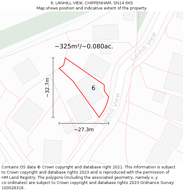 6, LANHILL VIEW, CHIPPENHAM, SN14 6XS: Plot and title map