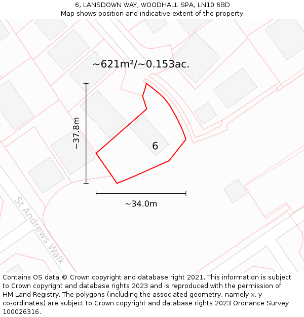 6, LANSDOWN WAY, WOODHALL SPA, LN10 6BD: Plot and title map