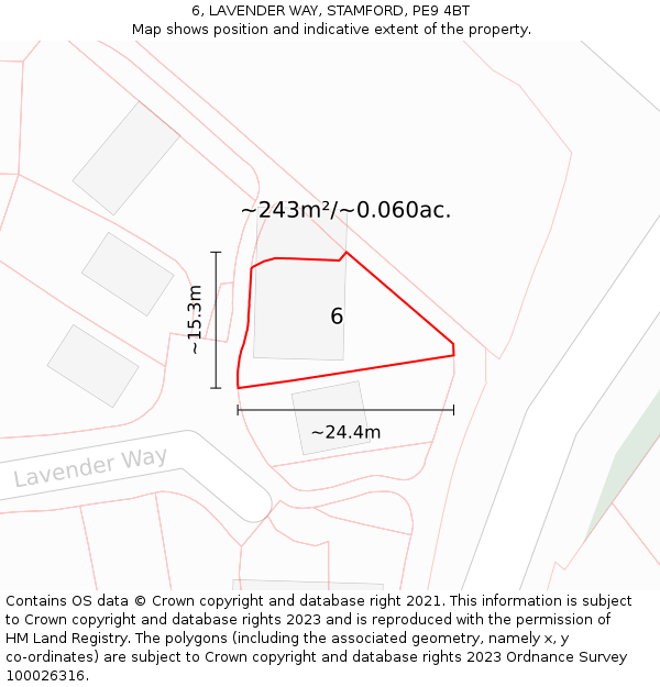 6, LAVENDER WAY, STAMFORD, PE9 4BT: Plot and title map