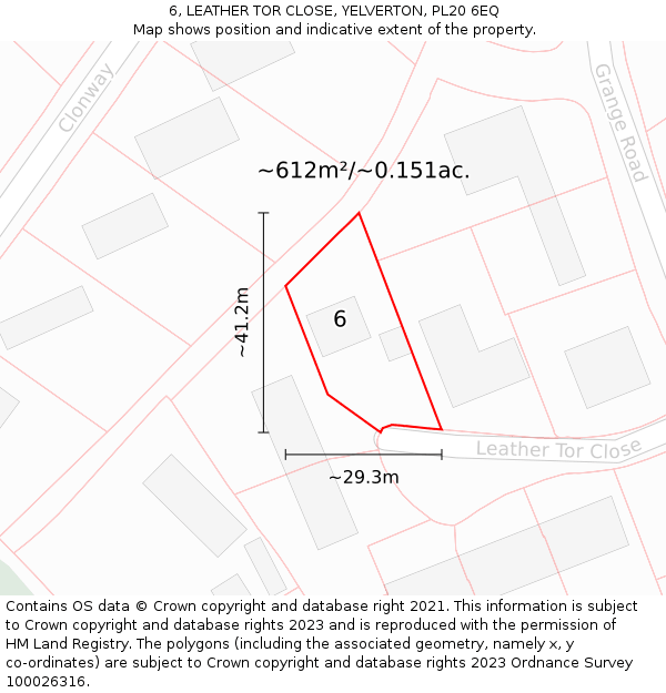 6, LEATHER TOR CLOSE, YELVERTON, PL20 6EQ: Plot and title map