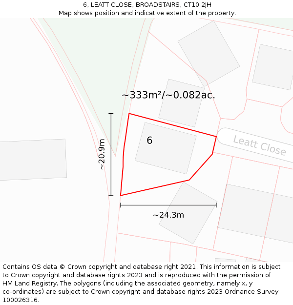 6, LEATT CLOSE, BROADSTAIRS, CT10 2JH: Plot and title map