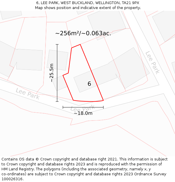 6, LEE PARK, WEST BUCKLAND, WELLINGTON, TA21 9PX: Plot and title map