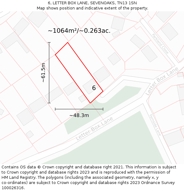 6, LETTER BOX LANE, SEVENOAKS, TN13 1SN: Plot and title map