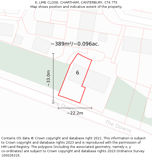 6, LIME CLOSE, CHARTHAM, CANTERBURY, CT4 7TX: Plot and title map