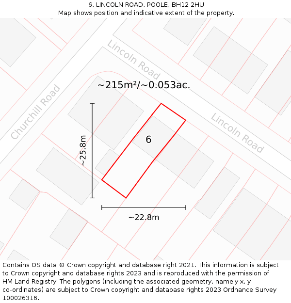 6, LINCOLN ROAD, POOLE, BH12 2HU: Plot and title map