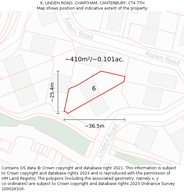 6, LINDEN ROAD, CHARTHAM, CANTERBURY, CT4 7TH: Plot and title map