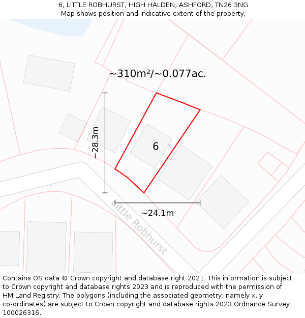 6, LITTLE ROBHURST, HIGH HALDEN, ASHFORD, TN26 3NG: Plot and title map