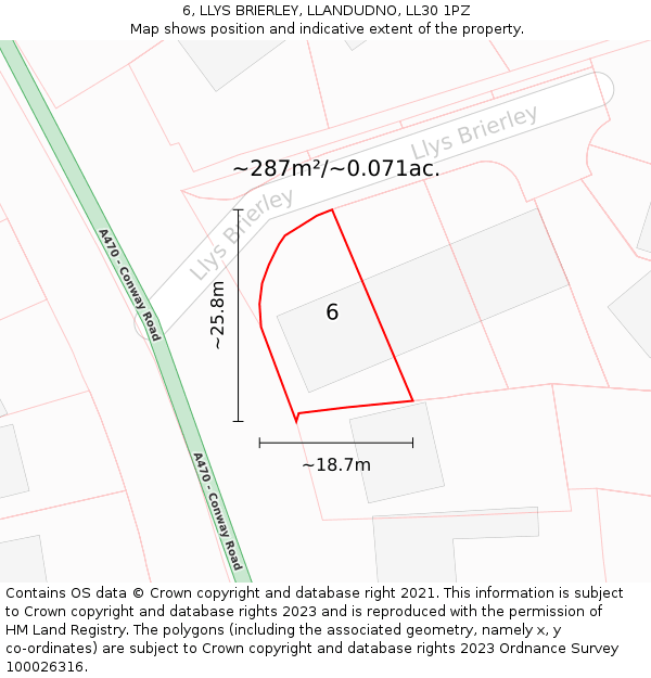 6, LLYS BRIERLEY, LLANDUDNO, LL30 1PZ: Plot and title map