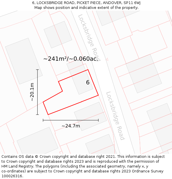 6, LOCKSBRIDGE ROAD, PICKET PIECE, ANDOVER, SP11 6WJ: Plot and title map