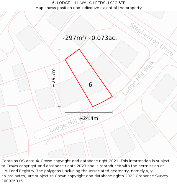 6, LODGE HILL WALK, LEEDS, LS12 5TP: Plot and title map