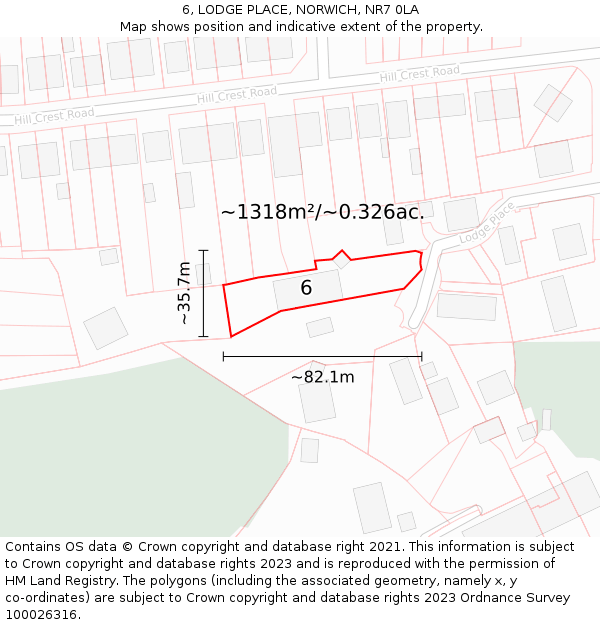 6, LODGE PLACE, NORWICH, NR7 0LA: Plot and title map