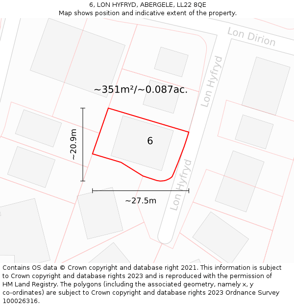 6, LON HYFRYD, ABERGELE, LL22 8QE: Plot and title map