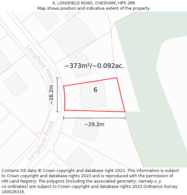 6, LONGFIELD ROAD, CHESHAM, HP5 2RR: Plot and title map