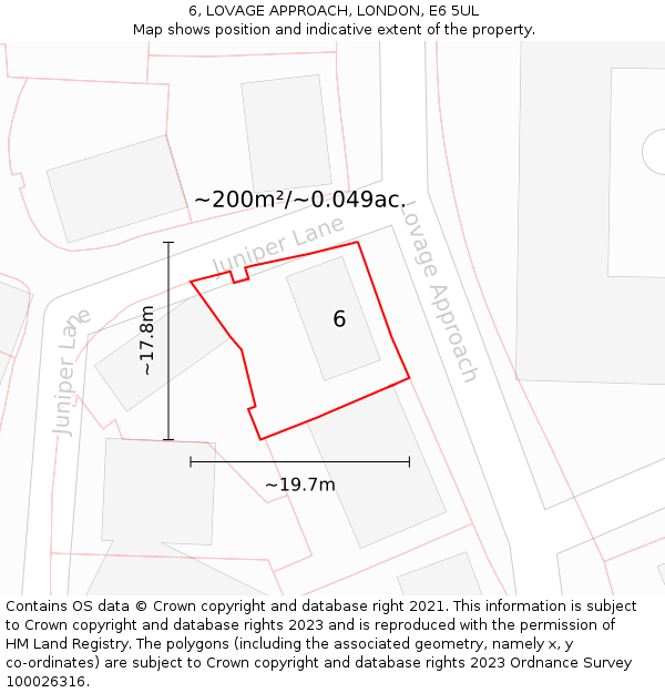 6, LOVAGE APPROACH, LONDON, E6 5UL: Plot and title map