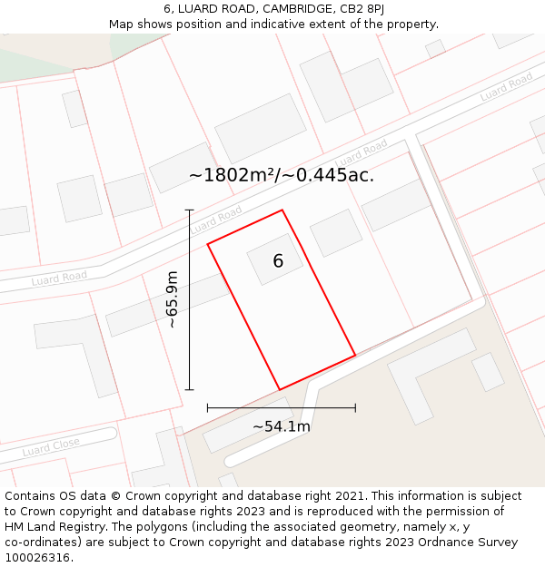 6, LUARD ROAD, CAMBRIDGE, CB2 8PJ: Plot and title map