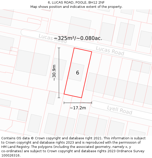 6, LUCAS ROAD, POOLE, BH12 2NF: Plot and title map