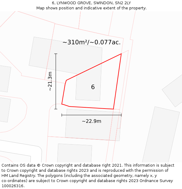 6, LYNWOOD GROVE, SWINDON, SN2 2LY: Plot and title map