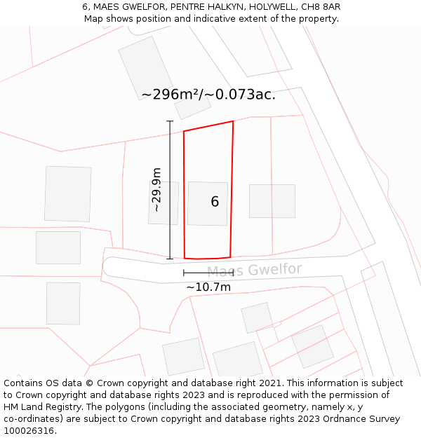 6, MAES GWELFOR, PENTRE HALKYN, HOLYWELL, CH8 8AR: Plot and title map