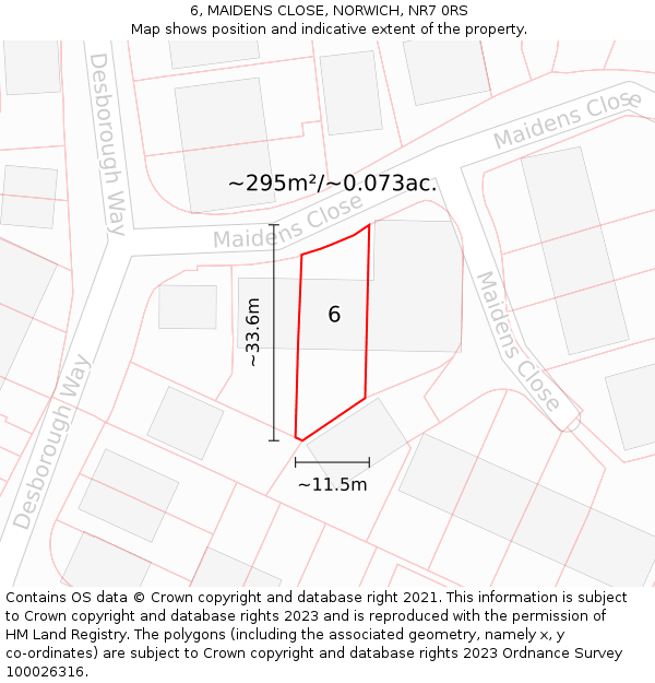 6, MAIDENS CLOSE, NORWICH, NR7 0RS: Plot and title map