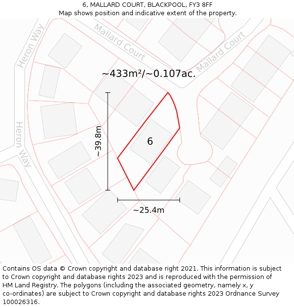 6, MALLARD COURT, BLACKPOOL, FY3 8FF: Plot and title map