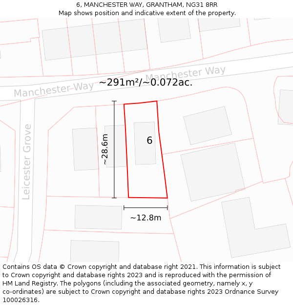 6, MANCHESTER WAY, GRANTHAM, NG31 8RR: Plot and title map