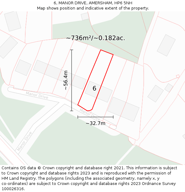 6, MANOR DRIVE, AMERSHAM, HP6 5NH: Plot and title map