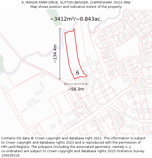 6, MANOR FARM DRIVE, SUTTON BENGER, CHIPPENHAM, SN15 4RW: Plot and title map