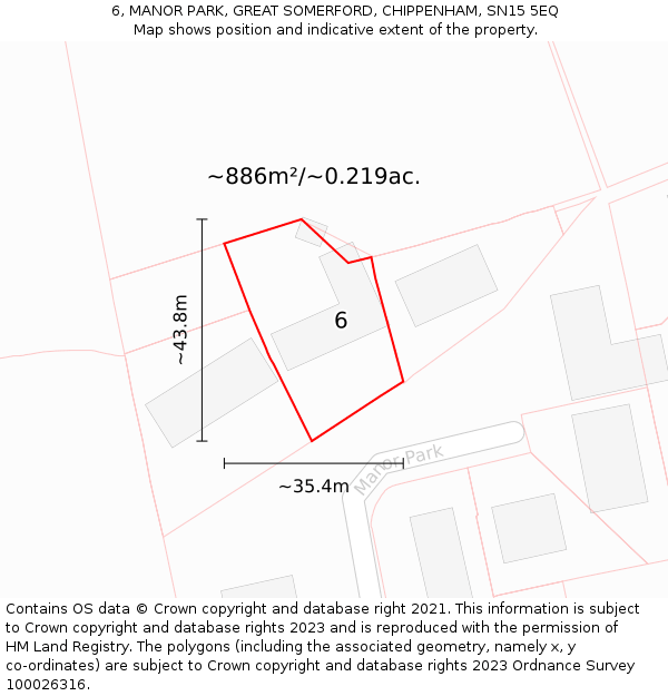 6, MANOR PARK, GREAT SOMERFORD, CHIPPENHAM, SN15 5EQ: Plot and title map