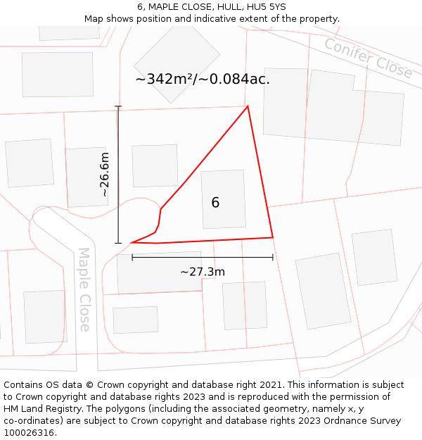 6, MAPLE CLOSE, HULL, HU5 5YS: Plot and title map
