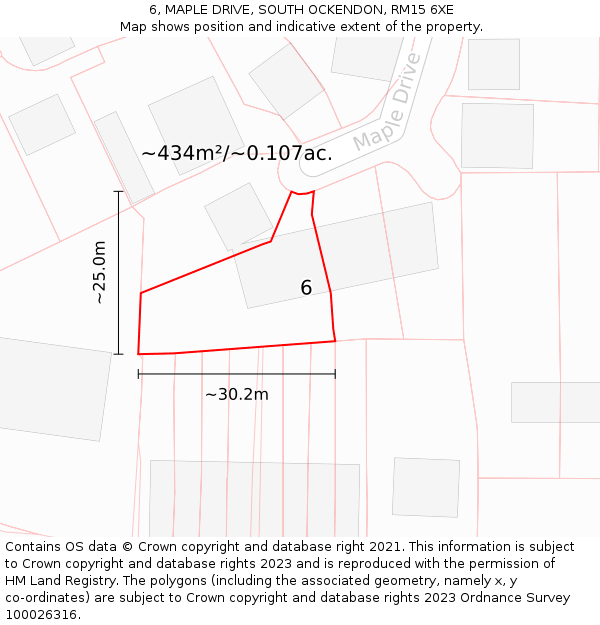 6, MAPLE DRIVE, SOUTH OCKENDON, RM15 6XE: Plot and title map